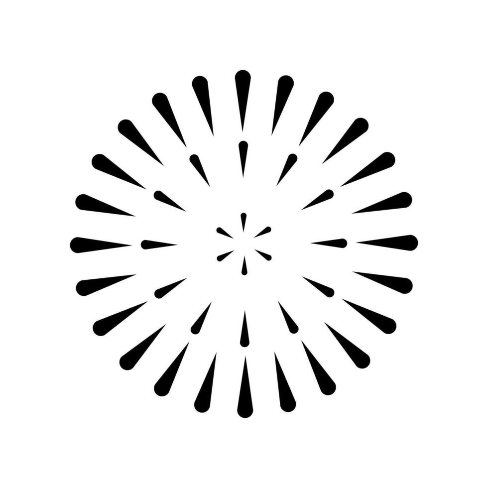 fireworks icon, happy new year vector, isolated on white background with black fill style. vector