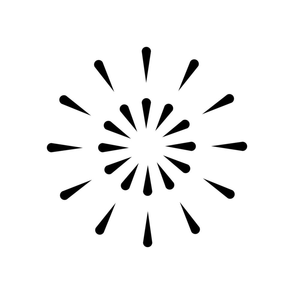 fireworks icon, happy new year vector, isolated on white background with black fill style. vector