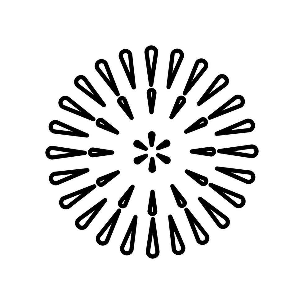 fireworks icon, happy new year vector, isolated on white background with line style vector