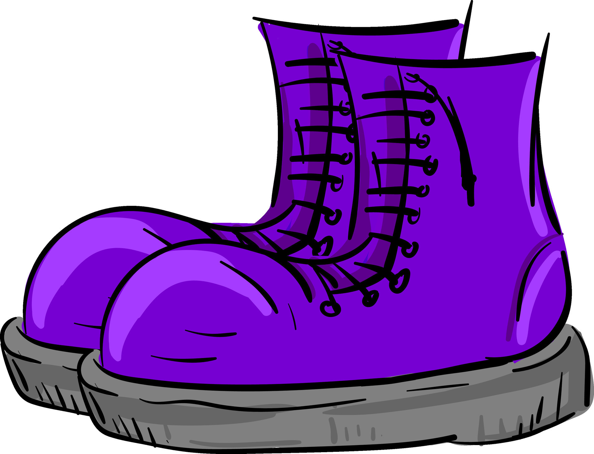 A pair of purple rain boots with lace looks beautiful vector or color ...