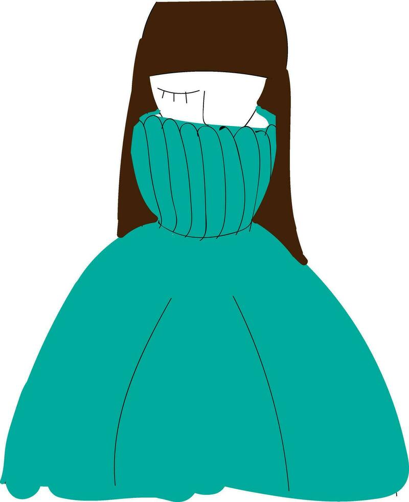 un niña vistiendo un azul suéter vector o color ilustración