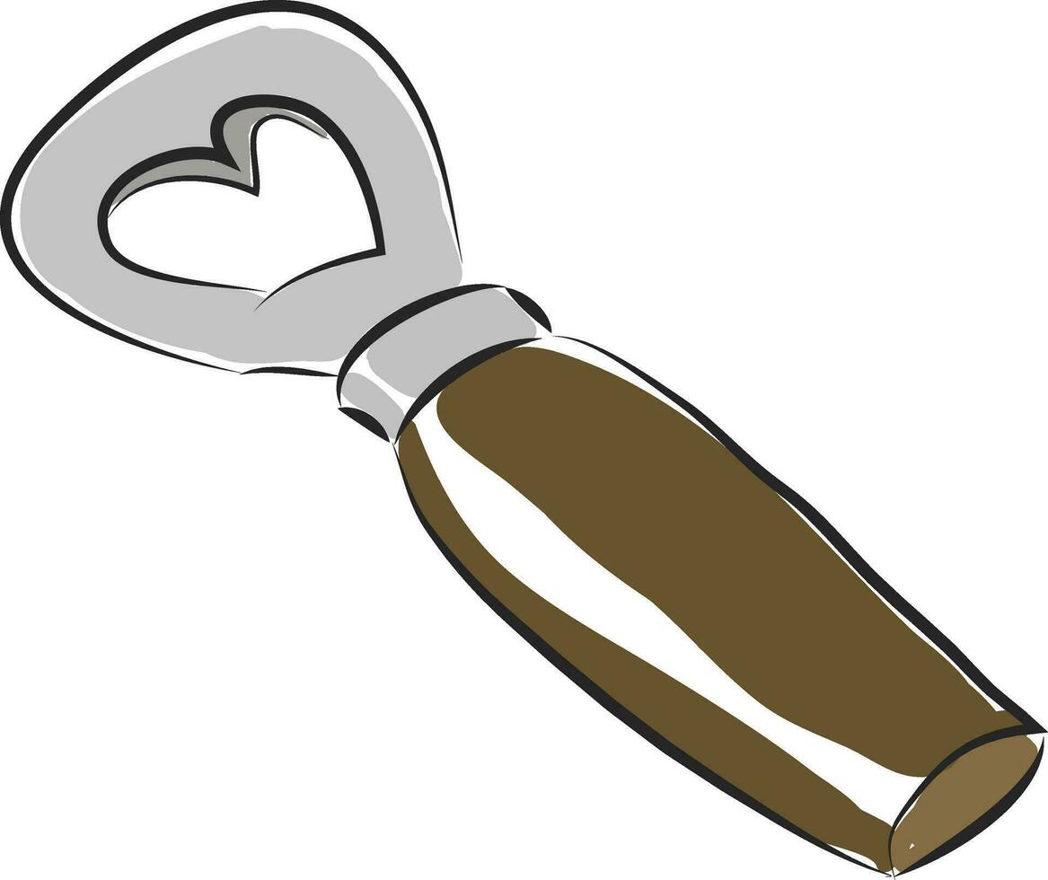 A bottle opener with brown handle vector or color illustration