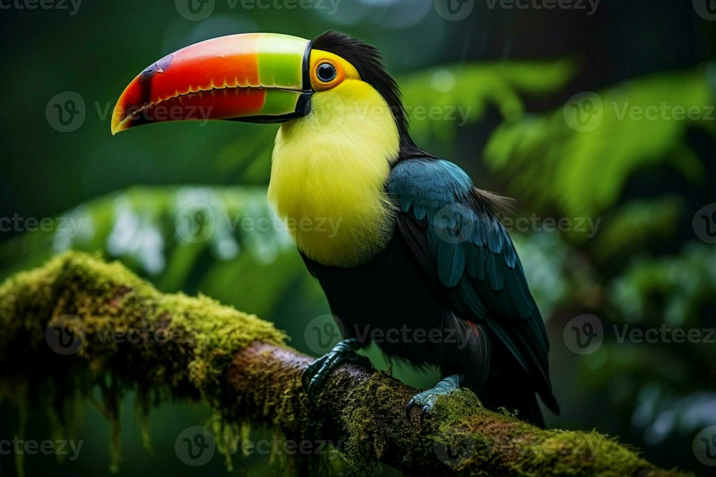 AI generated Nature travel in Central America Keel billed Toucan in Panamas forested paradise AI Generated photo