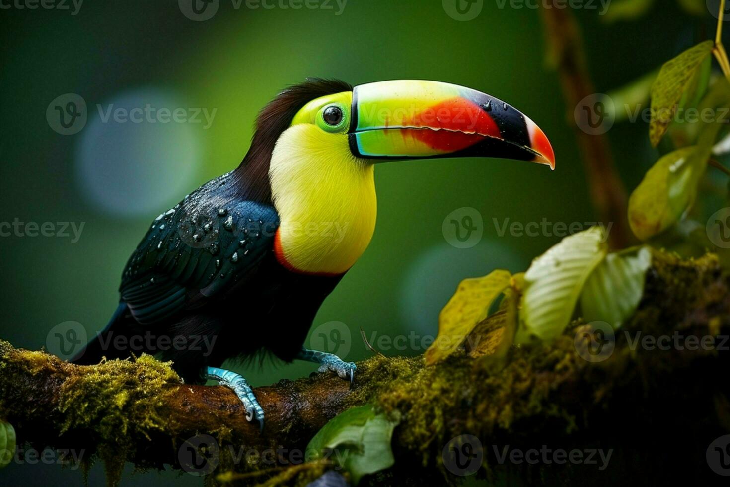 AI generated Nature travel in Central America Keel billed Toucan in Panamas forested paradise AI Generated photo