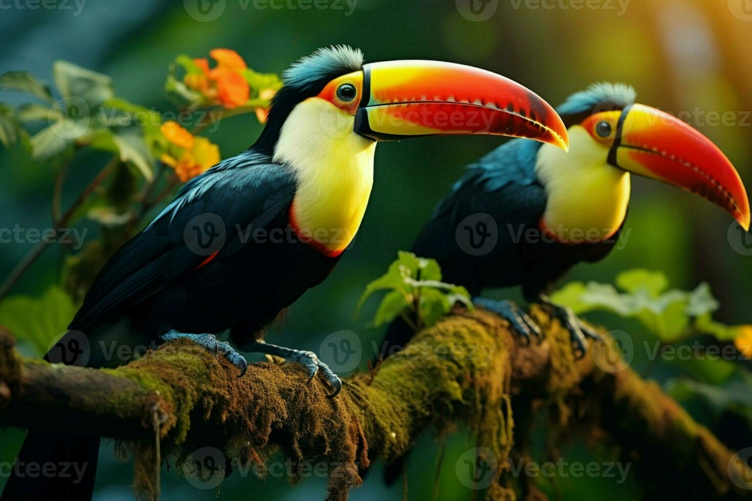 AI generated Nature travel in Central America Keel billed Toucan in Panamas forested paradise AI Generated photo