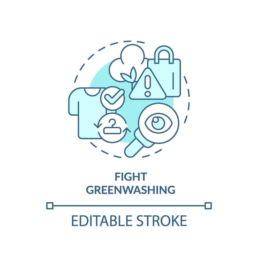 2D editable blue icon fight greenwashing concept, monochromatic isolated vector, sustainable fashion thin line illustration. vector