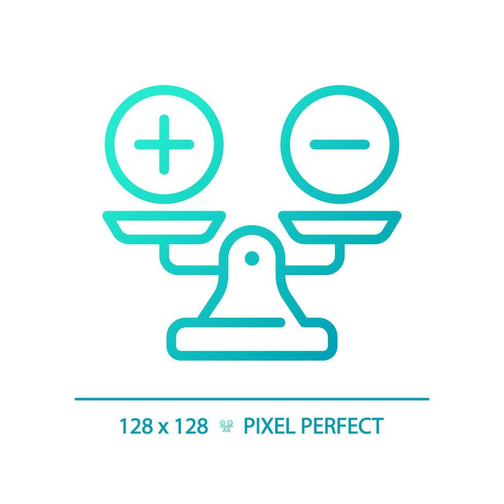 2D pixel perfect blue gradient weight scale with plus and minus icon, isolated vector, thin line illustration representing comparisons. vector