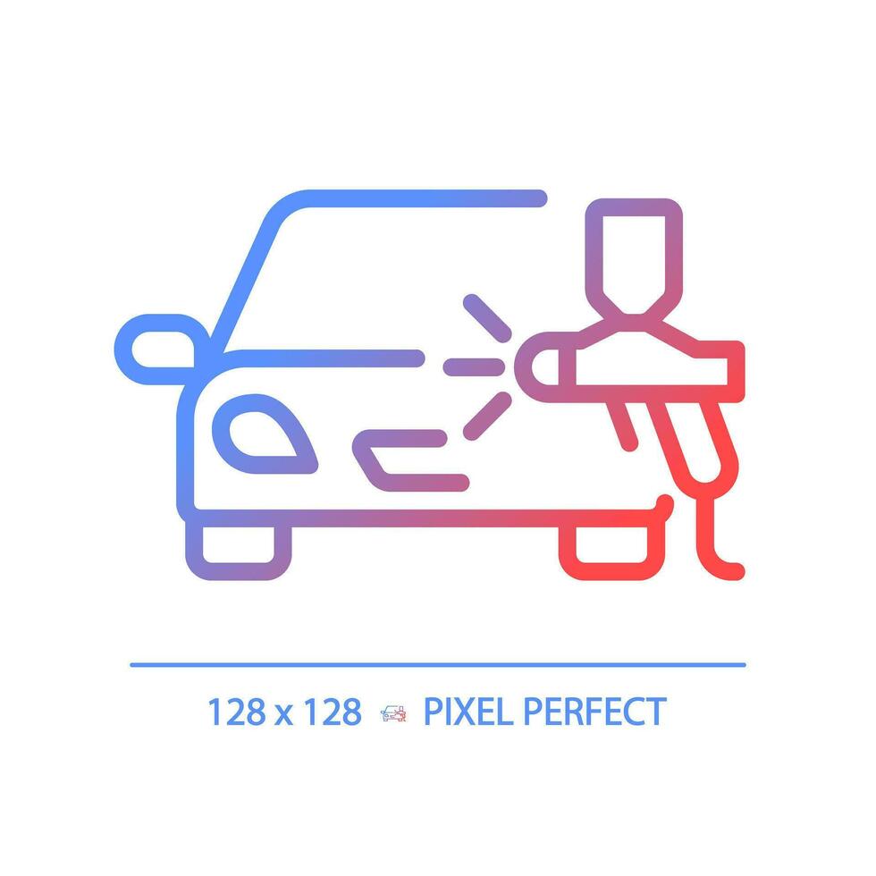 2D pixel perfect gradient car paint icon, isolated vector, thin line illustration representing car service and repair. vector