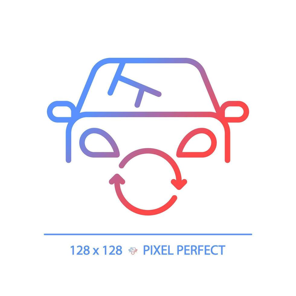 2D pixel perfect gradient car headlight icon, isolated vector, thin line illustration representing car service and repair. vector