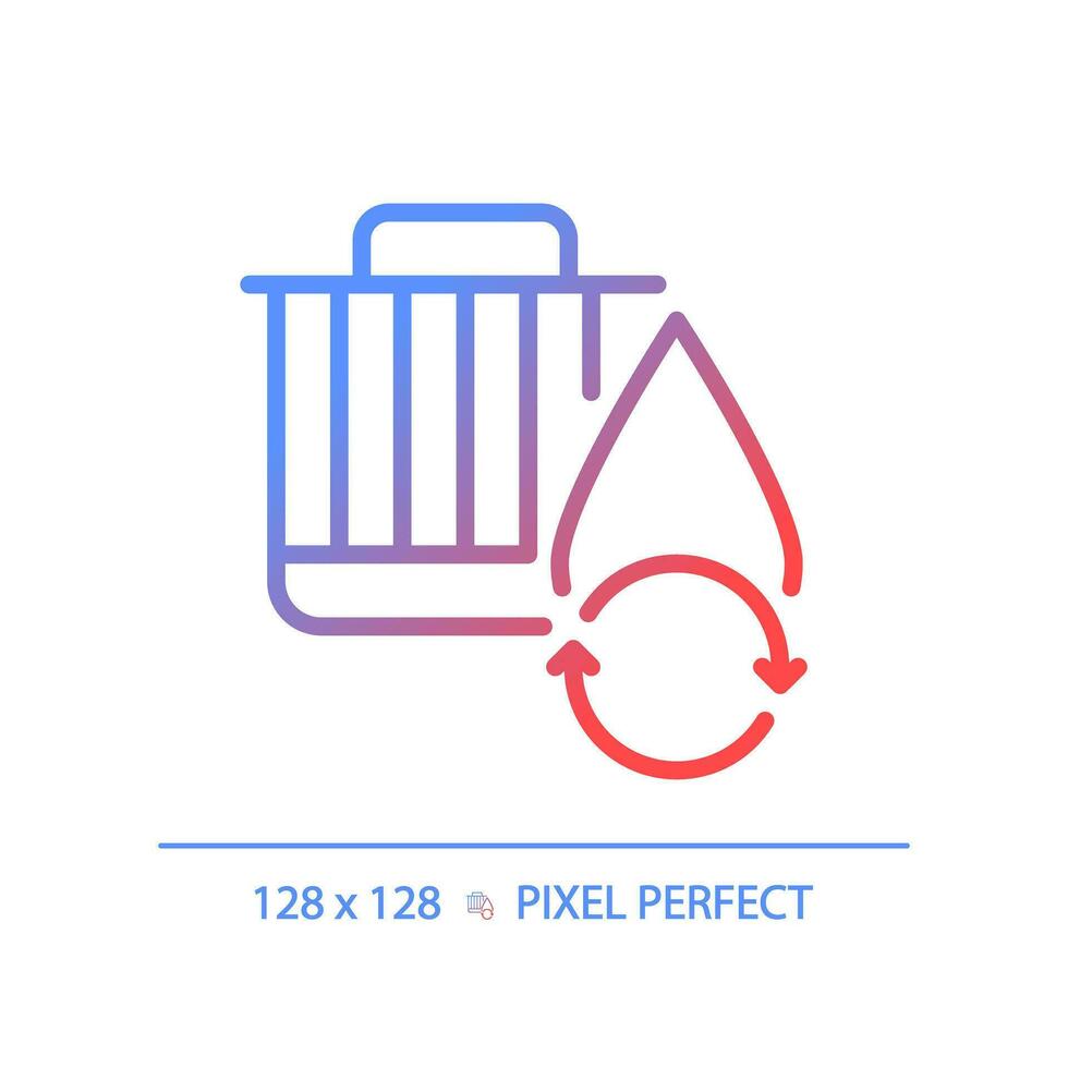 2D pixel perfect gradient car oil filter icon, isolated vector, thin line illustration representing car service and repair. vector