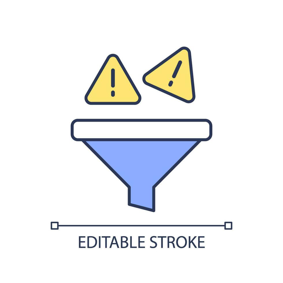 2D editable reduce noise events icon representing AI ops, isolated vector, multicolor thin line illustration. vector