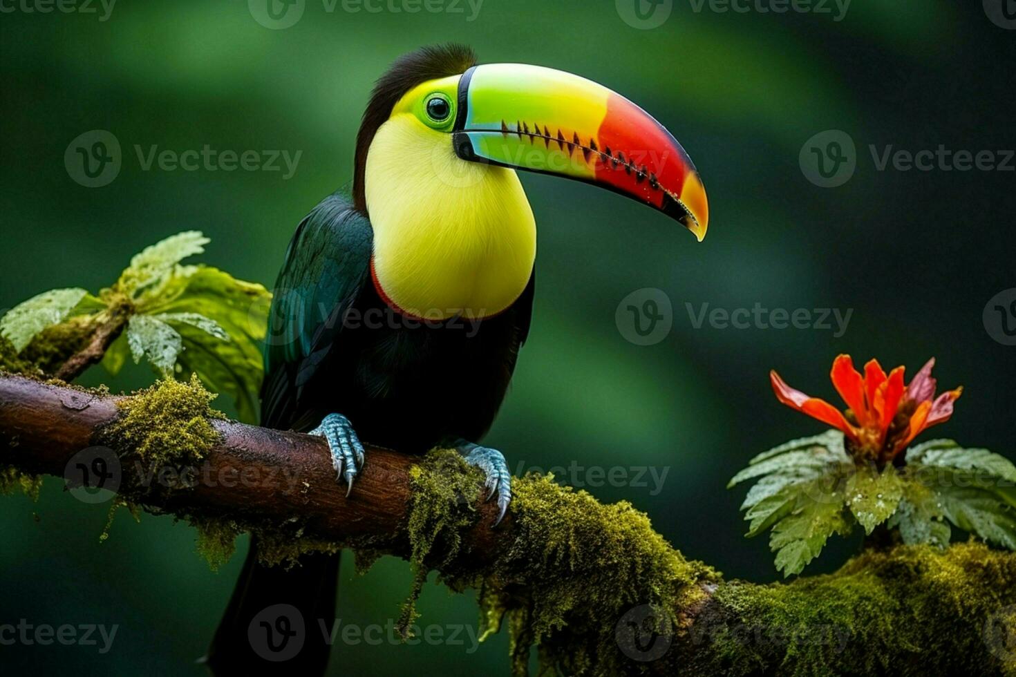 AI generated Nature travel in Central America Keel billed Toucan in Panamas forested paradise AI Generated photo