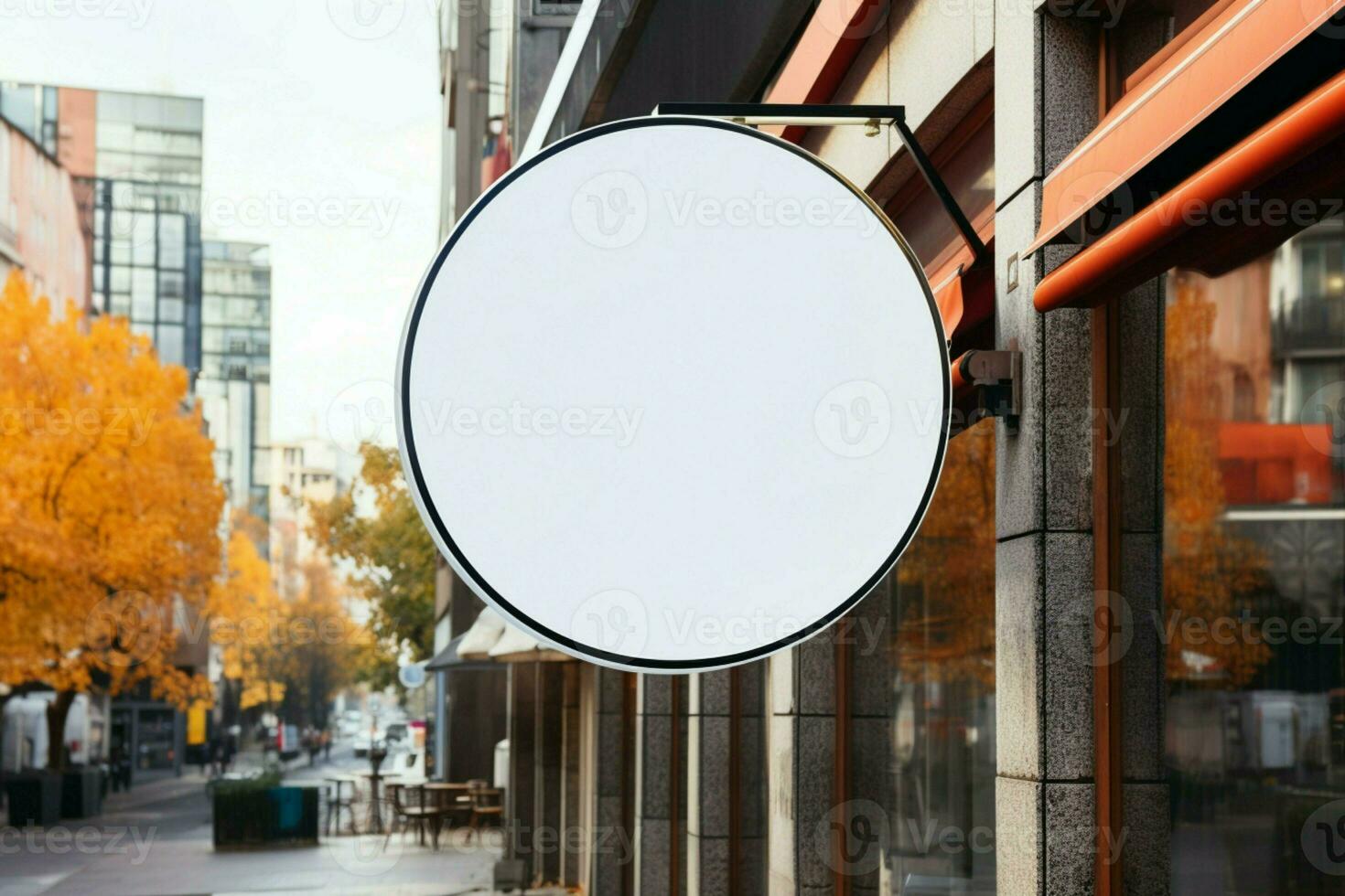 ai generado empresa marca en atención con un redondo blanco firmar Bosquejo en un país ciudad ai generado foto