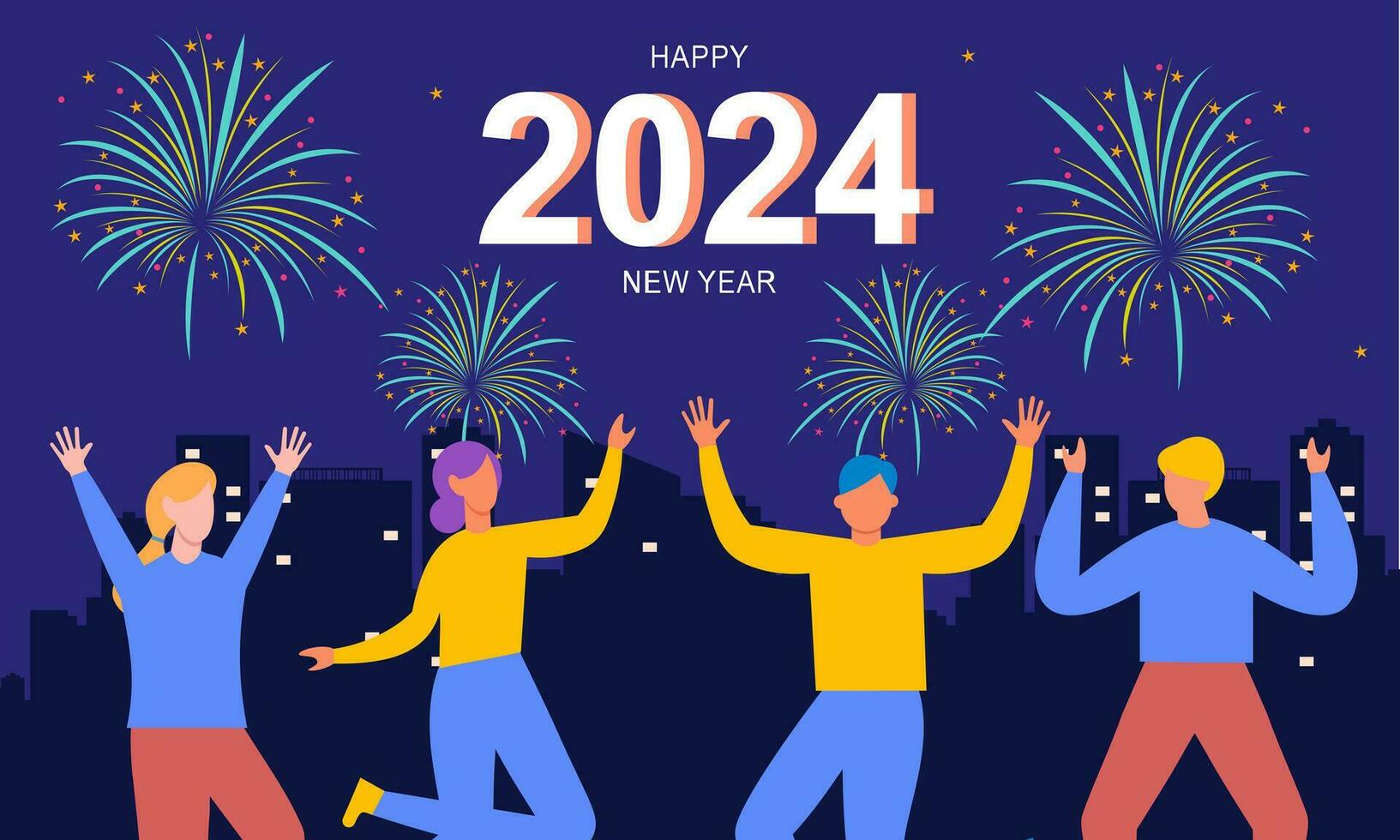 Happy new year 2024 celebration illustration 35407796 Vector Art at