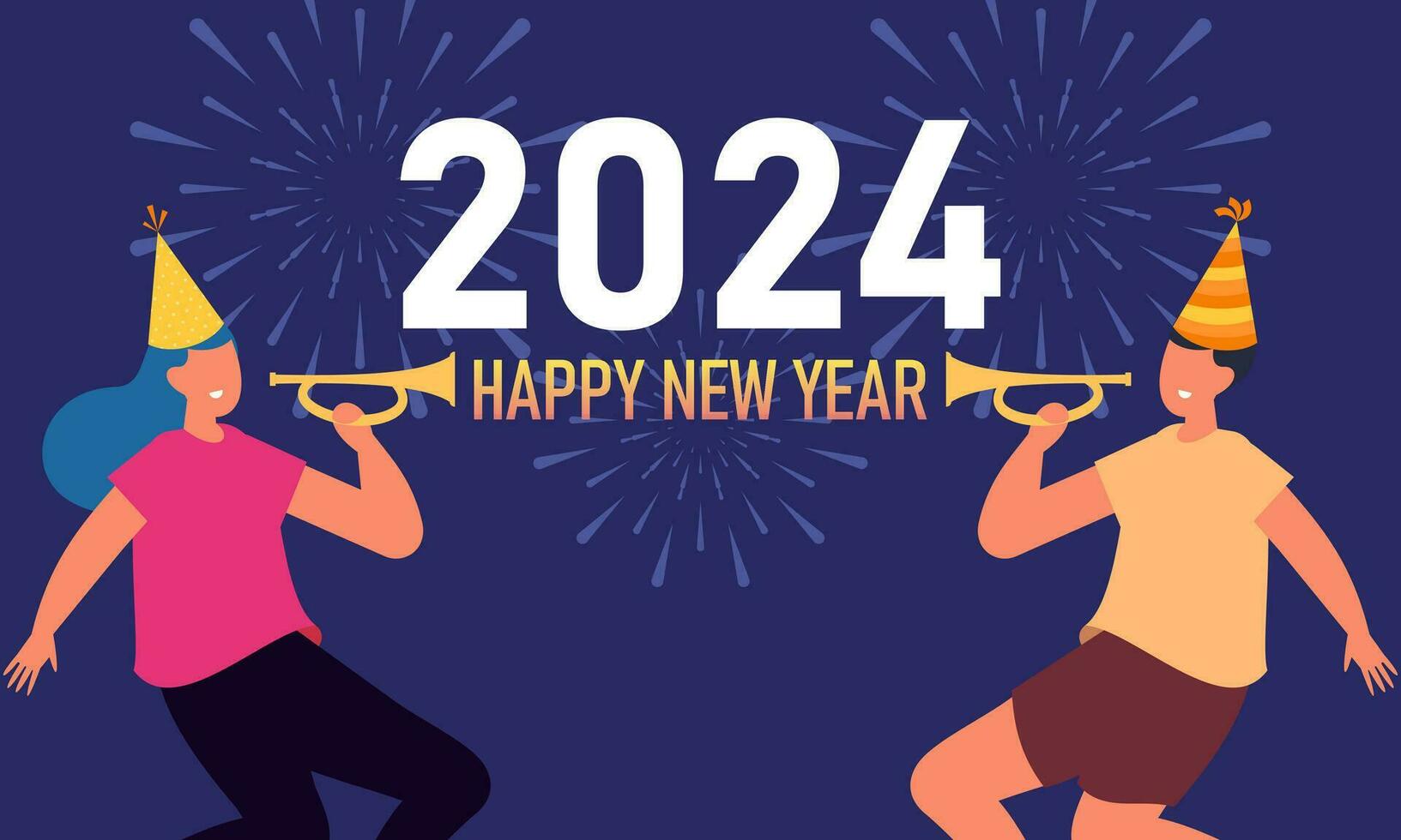 Happy new year 2024 celebration illustration vector