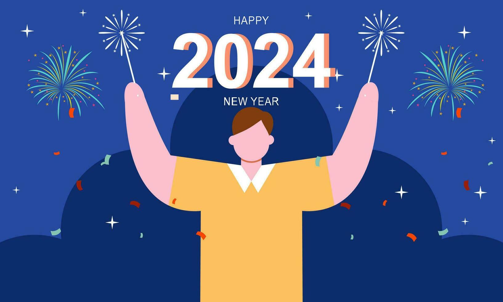 Happy new year 2024 celebration illustration vector