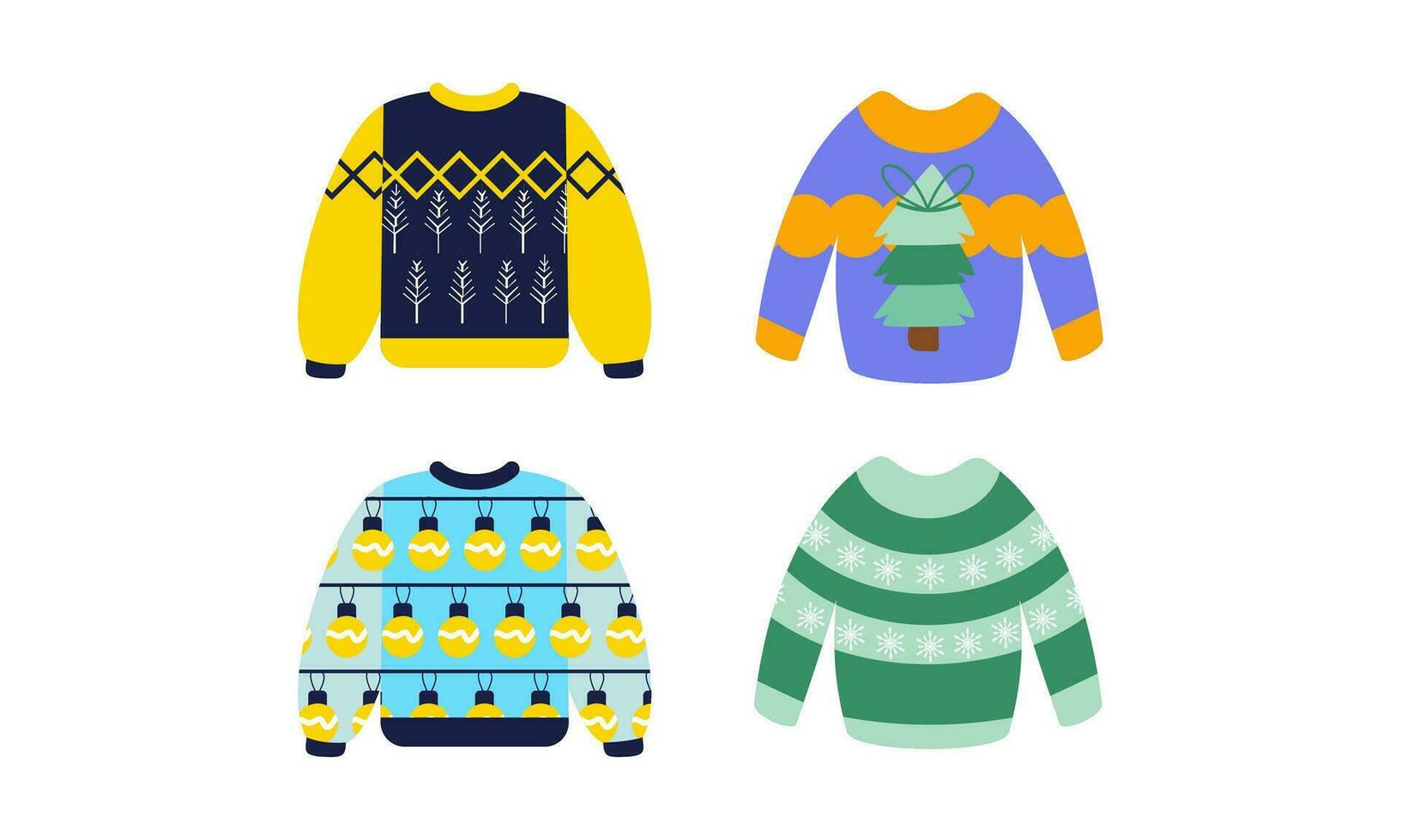 Cartoon christmas ugly sweaters colection vector