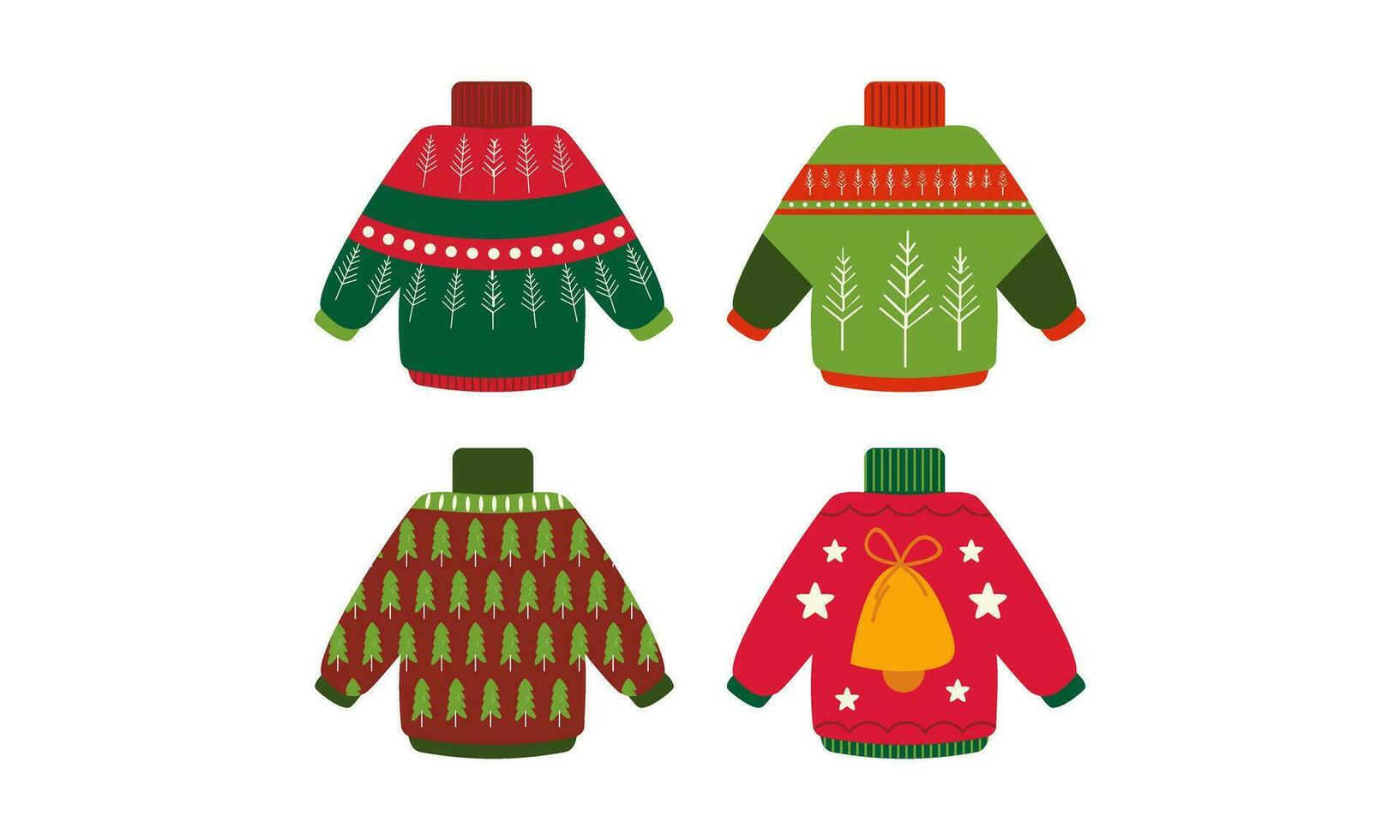 Cartoon christmas ugly sweaters colection vector