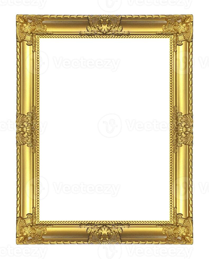 Antique golden frame isolated on white background, clipping path photo