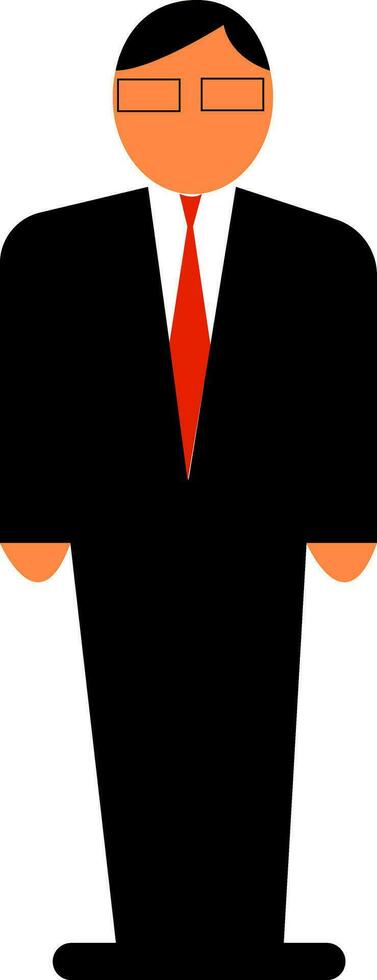 Office worker in black formal suite vector or color illustration