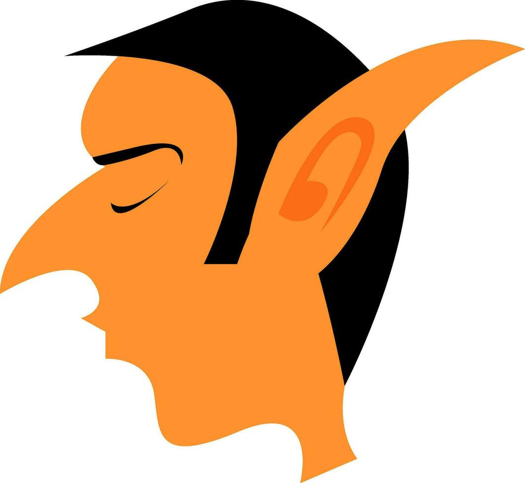 Old elf with big ears vector or color illustration