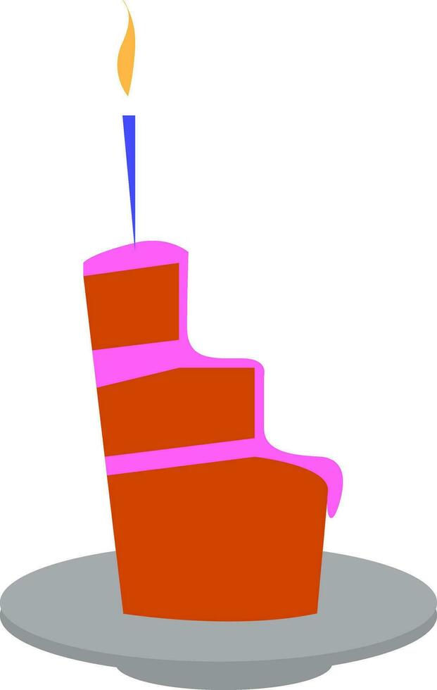 A piece of three layer cake vector or color illustration