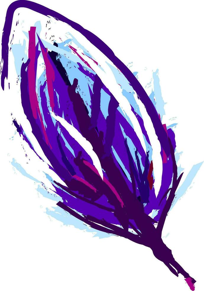 Painting of blue feather vector or color illustration