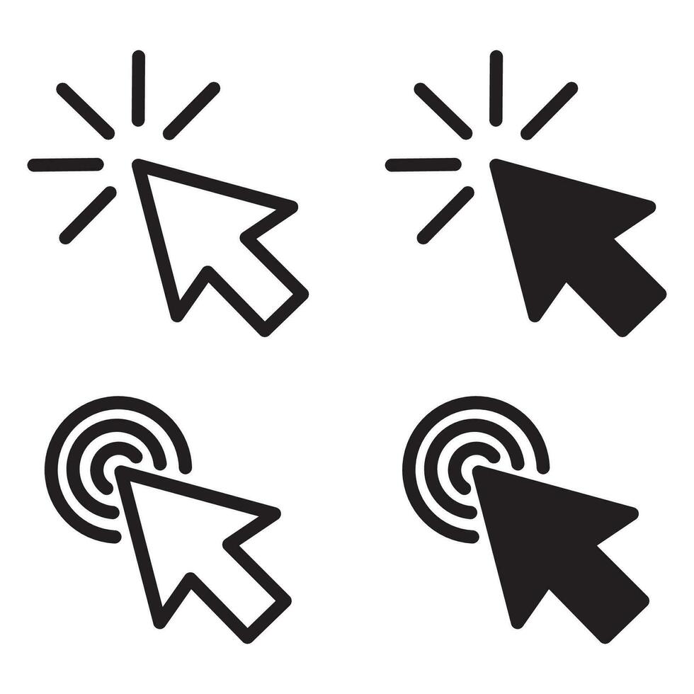 Cursor line icon set. Vector symbols in trendy flat style on white background. Click the arrow. eps 10. vector