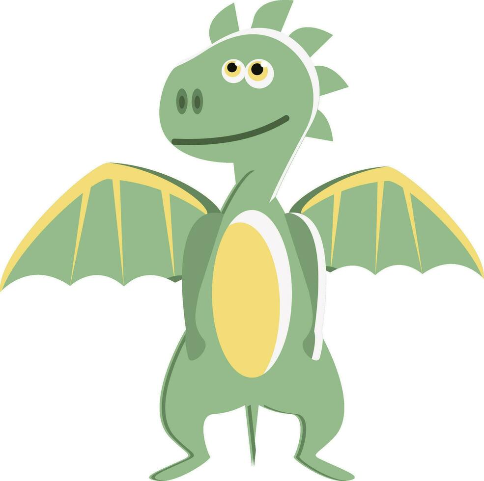 A green baby dragon vector or color illustration