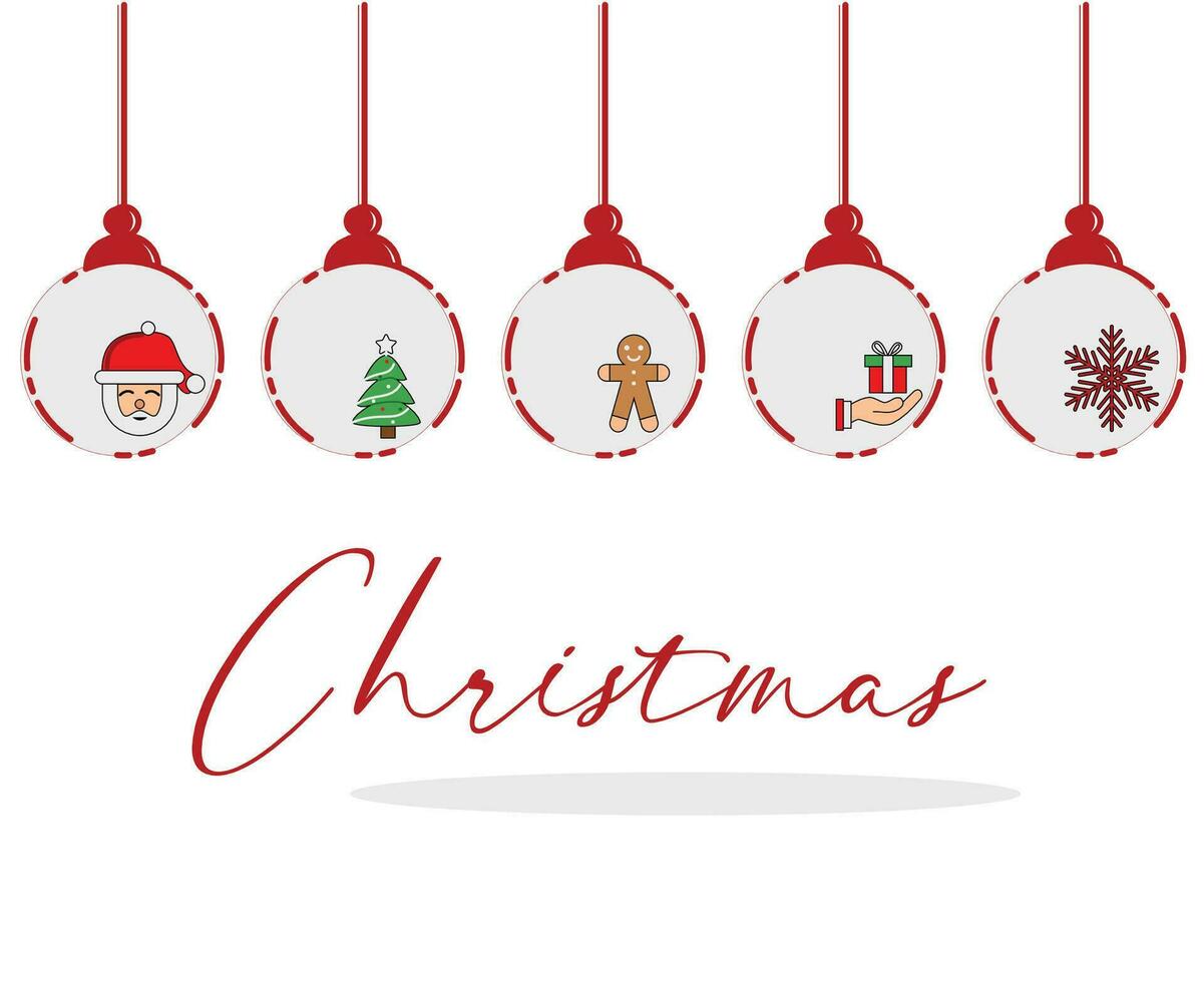 merry christmas background with hanging ball decoration vector