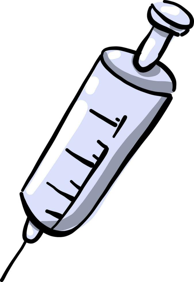 Purple syringe, illustration, vector on white background