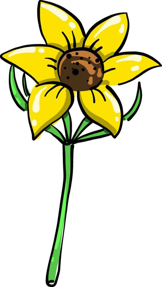 Yellow sunflower, illustration, vector on white background