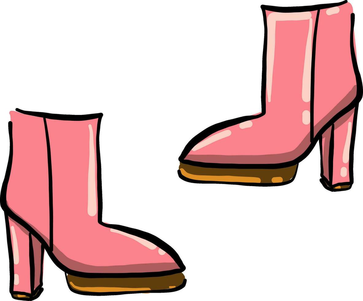 Red high boots, illustration, vector on white background