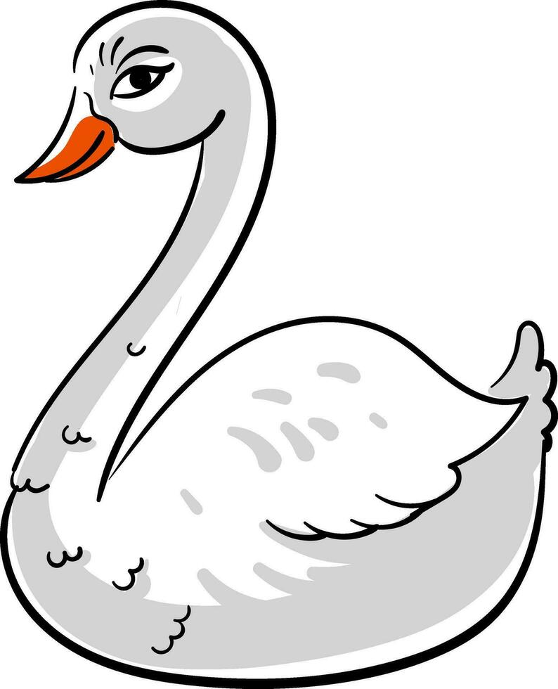 Beautiful swan, illustration, vector on white background
