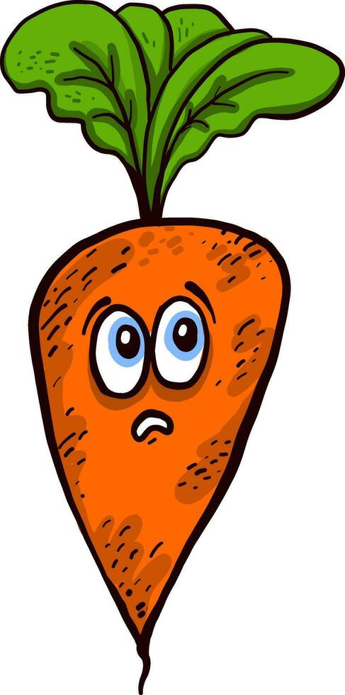 Orange carrot with blue eyes, illustration, vector on white background