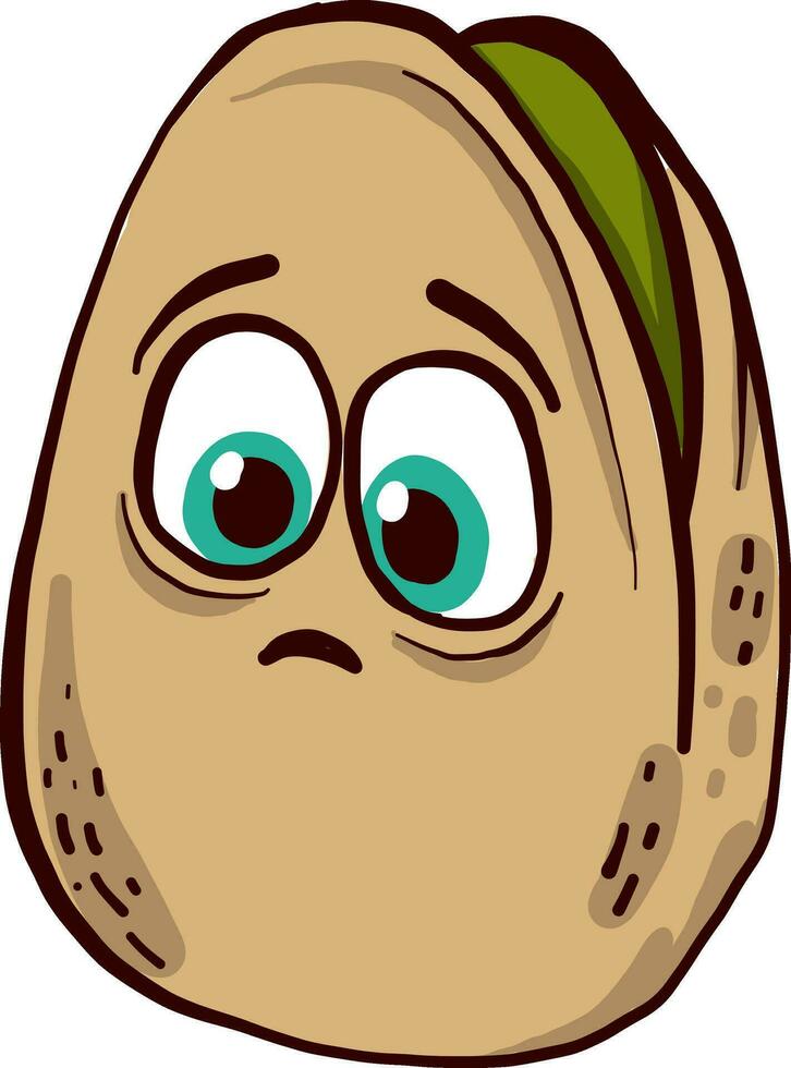 Pistachio with green eyes, illustration, vector on white background