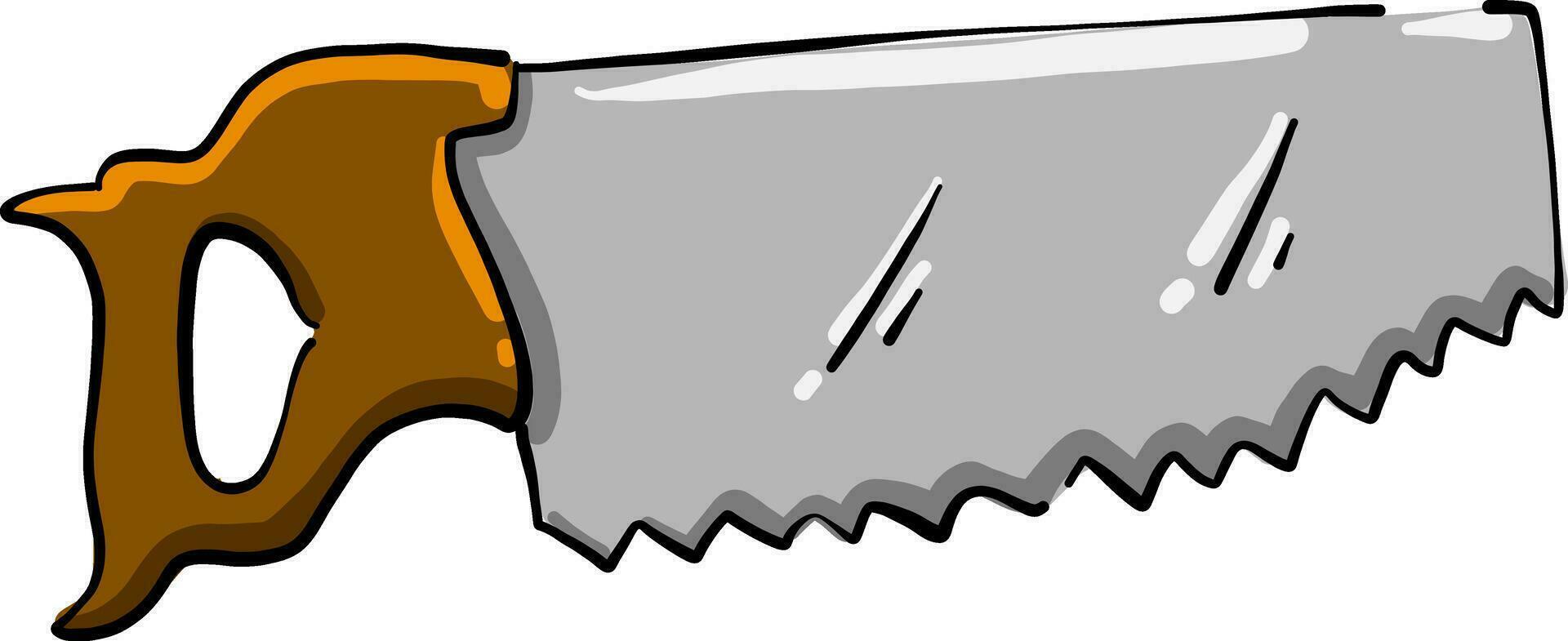 Brown hand saw, illustration, vector on white background