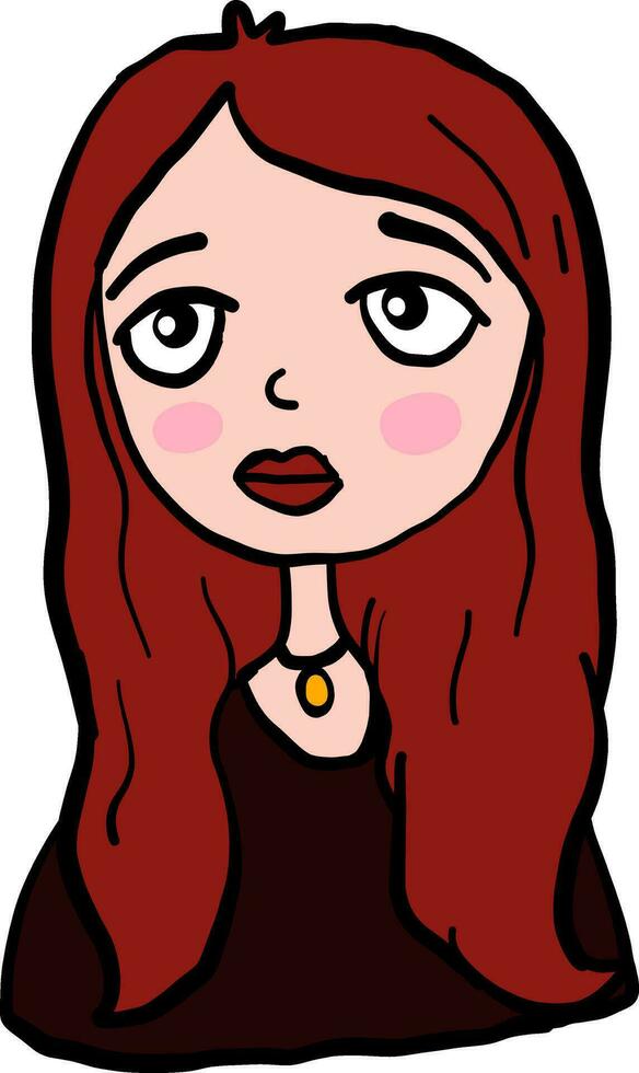 Girl with a sad face, illustration, vector on white background