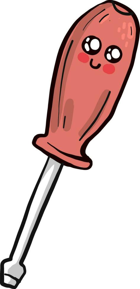 Red screwdriver, illustration, vector on white background