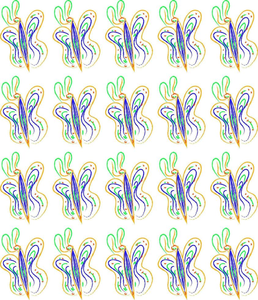 Regular patterns of colorful butterflies over white background, vector or color illustration