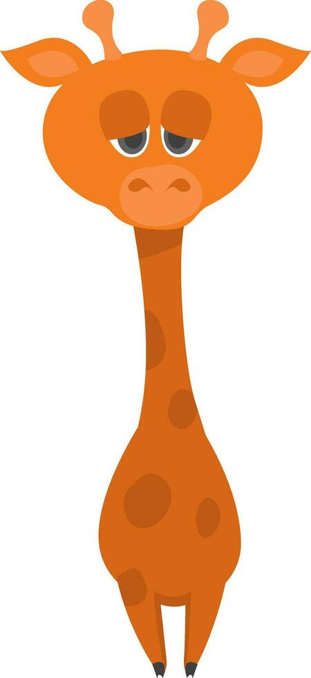 Sad giraffe, illustration, vector on white background