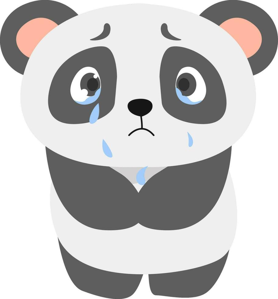 Crying panda, illustration, vector on white background