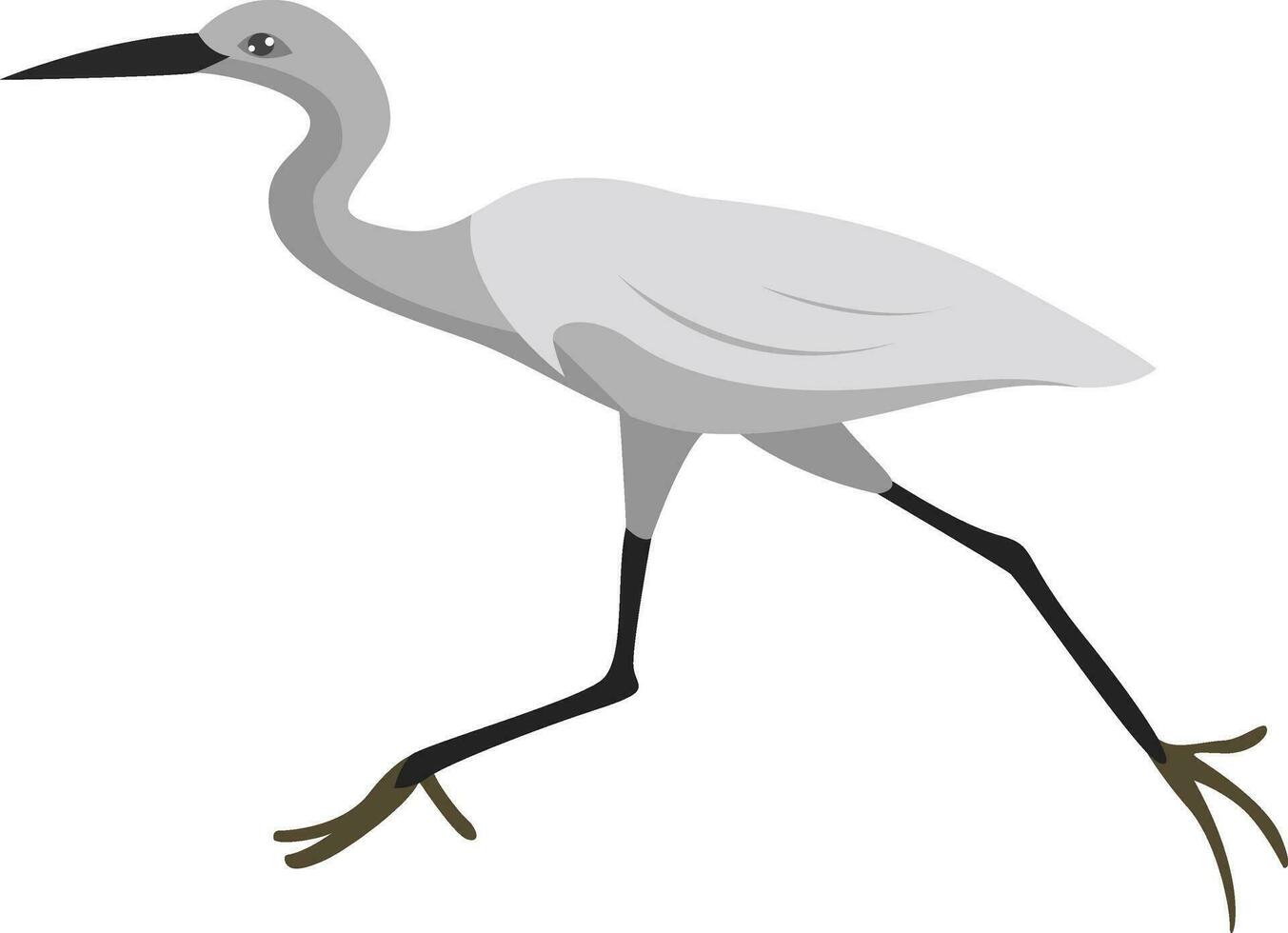 White bird running, illustration, vector on white background