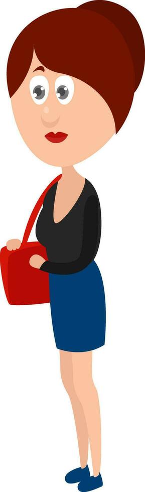 Woman with a red bag, illustration, vector on white background