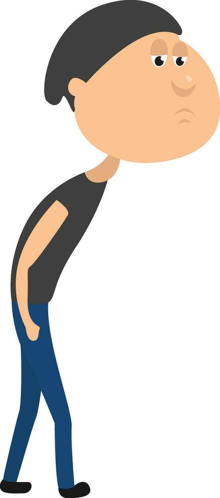 Sad tall boy, illustration, vector on white background