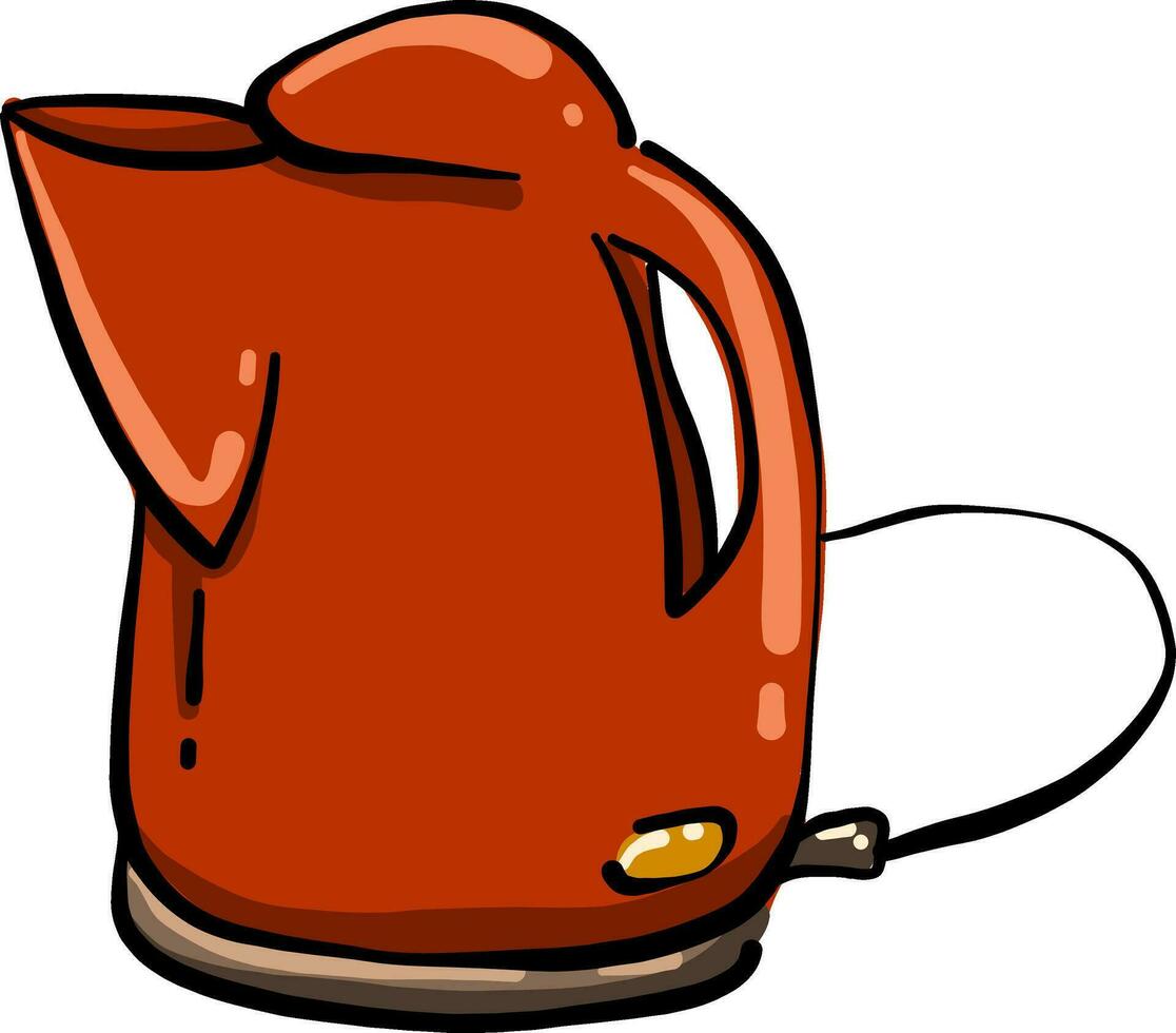 Small red electric teapot, illustration, vector on white background