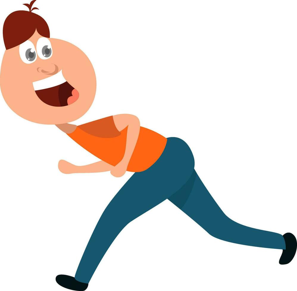 Boy running away, illustration, vector on white background