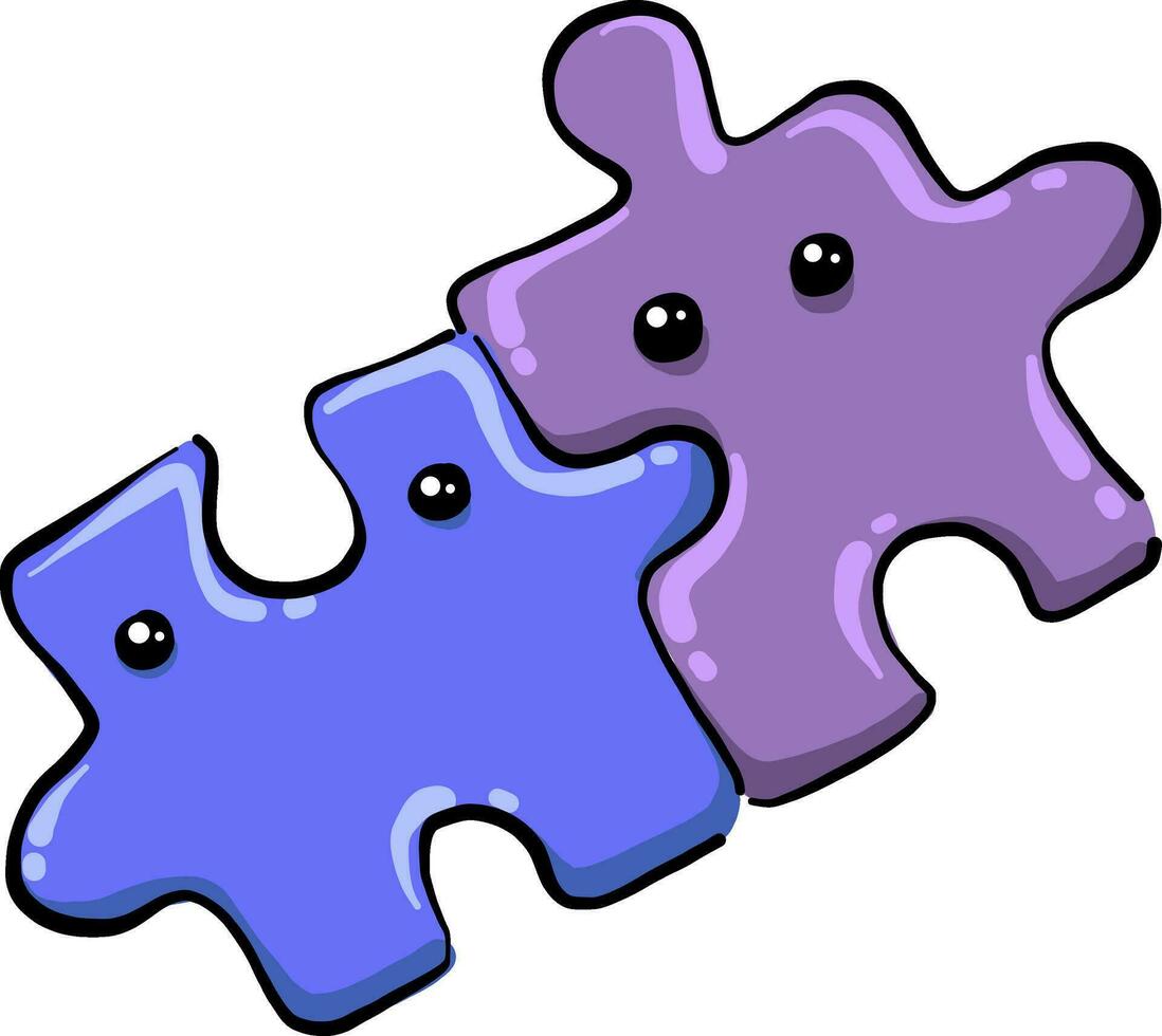 Two pieces of puzzle, illustration, vector on white background