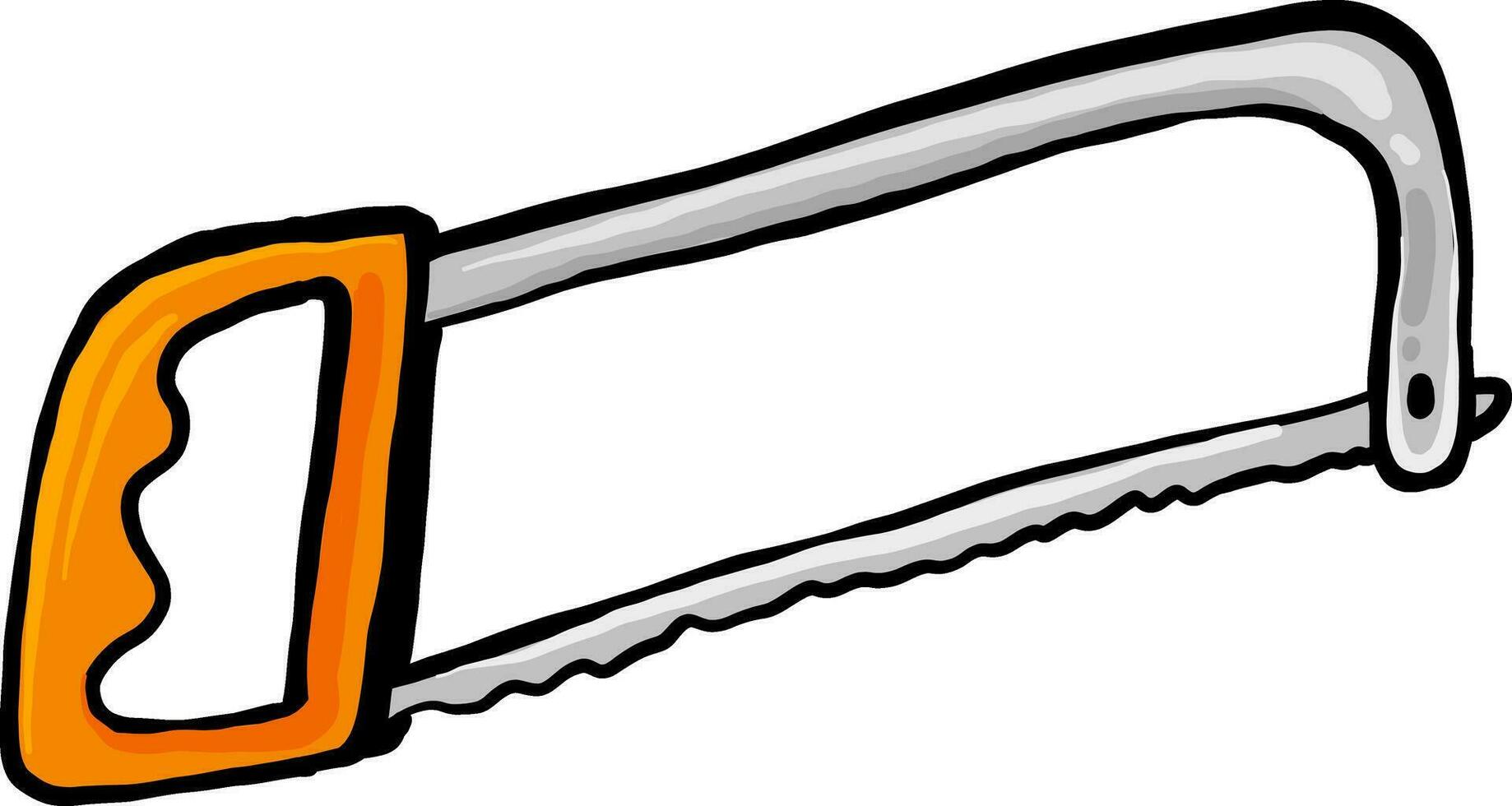 Orange hand saw, illustration, vector on white background