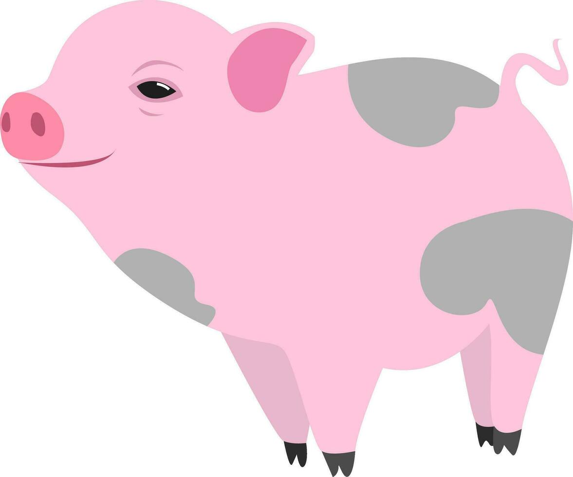 Mini cute pig, illustration, vector on white background